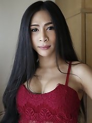 25 year old busty Thai ladyboy sucks off white cock and gets a facial